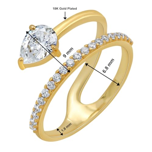 18k Yellow Gold Plated Simulated Diamond Crossover Split Shank Stackable Eternity Wedding Band For Women - April Birthstone Ring - Gifts For Mom Wife Her2