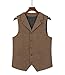 Tuikayoo Men's Tweed Suit Vintage Vest Herringbone Wool Prom Waistcoat Groomsmen(Medium, Brown)