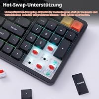 nuphy Air100 V3 Low Profile Kabellose mechanische Tastatur，99 Tasten 100% Layout,Gasket-Struktur mit Knopf, Hot-Swap, RGB,Unterstützt Bluetooth/2,4 GHz/USB-C (US Layout) – Ansicht 4