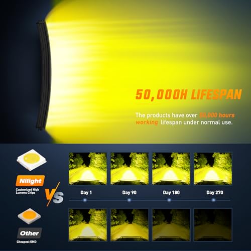 Image of Nilight 52 Inch LED Light Bar 783 LED Chips Curved Triple Row Fog Light Yellow Beam Spot Flood Combo High Power LED Driving Lights Off Road Lights for Trucks SUV UTV ATV Truck Van 4x4 Boat