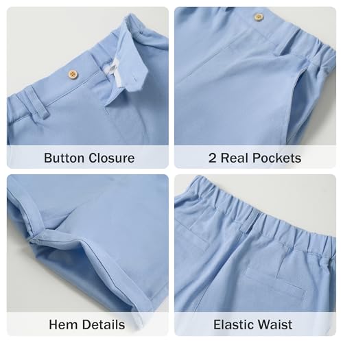 Image of LOLANTA Boys Linen Suit 4 Piece Summer Gentleman Outfit Kids Shorts Set