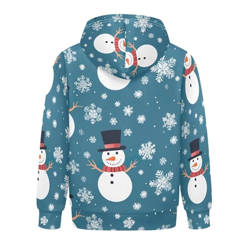 Kids Hoodies Sweaters Christmas Snowman Hooded Sweatshirts with Big Pockets for Boys Girls B04000372
