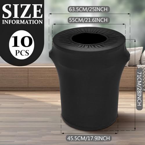 Image of Tanlade 10 Pcs 32 Gallon Stretch Trash Can Spandex Cover Outdoor Waste Garbage Can Spandex Covers for Indoor Kitchen Outdoor Round Waste Container Bin, Without Trash Bin (Black)