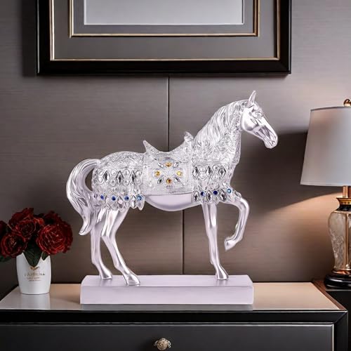 Estatua de Caballo Feng Shui Plateada para Decoración miniatura 3