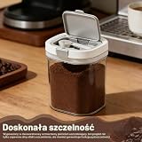 HUSOUE 1300 ml hermetyczna puszka na kawę, pojemnik na ziarna kawy i kawę mieloną z pokrywką i łyżeczką, plastikowy pojemnik do przechowywania żywności na kawę, mąkę, herbatę, zboże, suchą paszę