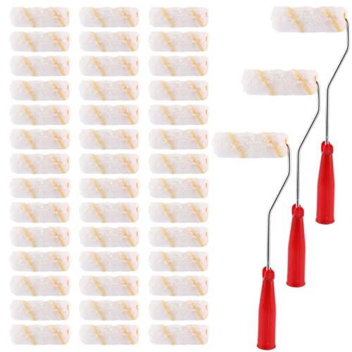 ZOFUN Lot de 60 Rouleaux à Peinture, Mini Rouleau à Peinture Avec Poignées en Caoutchouc 10 cm - Avec 3 poignées - Pour peinture, peinture et...