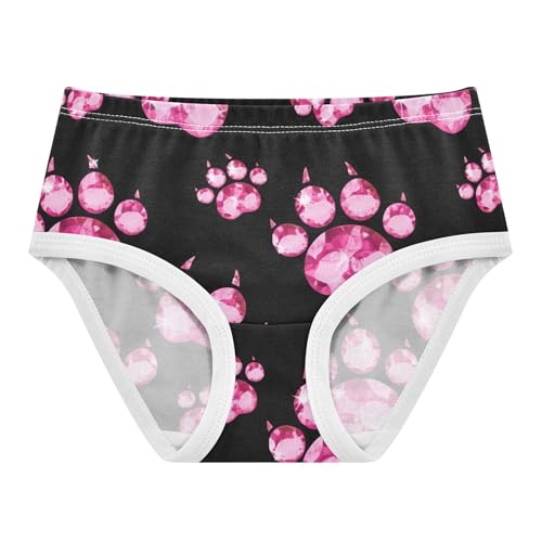 Cotton Toddler Underwear Floral Pink Crystal Gem Paw Prints Black Panties Little Girl Designer Briefs Undies Kids 2t