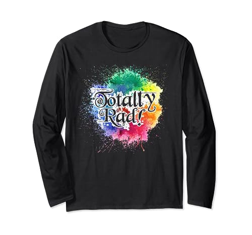 Totally Rad - Regalos de fiesta de disfraces de acuarela de los años 80 Manga Larga