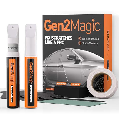 Gen2Magic White Platinum Metallic Touch Up Paint Pen Kit for Ford [Clear Coat Included], UG Color Match, Easy Repair for Ford F-150 Expedition Escape Explorer Mustang Ranger Edge Transit Bronco Fusion