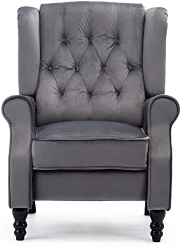 More4Homes ALTHORPE WING BACK FIRESIDE RECLINER FABRIC BONDED LEATHER OCCASIONAL ARMCHAIR SOFA CHAIR (Slate Grey, Velvet)