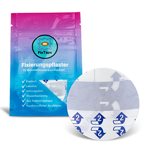 FixTape Cinta de sensor transpirable para bombas de insulina Libre 3 y sensores de glucosa, gran comodidad, parche de fijación delicado con la piel y resistente al agua, 5 unidades, transparente Cover