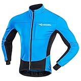 MUCUBAL Men's Cycling Jacket Windproof and Water-Resistant Coat Winter Thermal Breathable Bike Windbreaker(Blue,S)