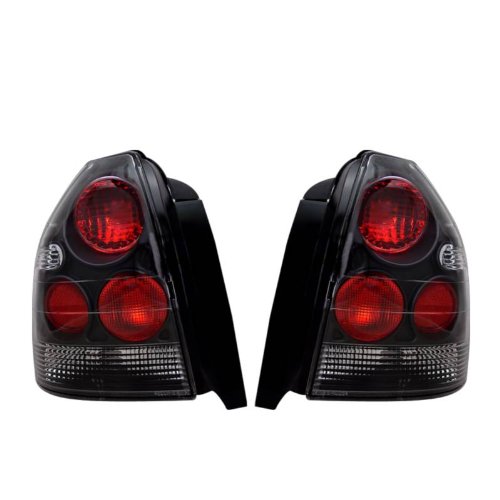 SPPC 3 Door Taillights Black Assembly Set For Honda Civic - (Pair) Driver Left and Passenger Right Side Replacement