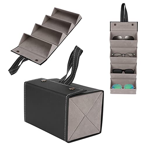 Sonnenbrille Organizer 4 Slot, Hängende Faltbare Sonnenbrille Organizer Gläser Aufbewahrungsbox Multifunktionale Kleine Gegenstände Gläser Container Halter für Halsketten, Uhren, Kosmetik, Gläser Cover