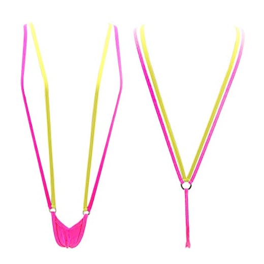 SHERRYLO Slingshot Bikini for Women Topless G String Bottom Extreme Suspender Sling Micro Bikinis Pink Yellow