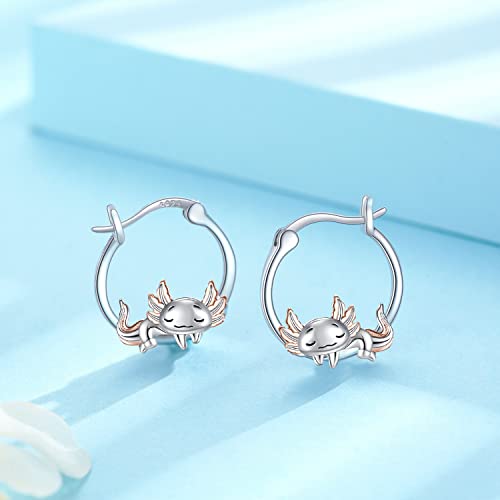 Axolotl Hoop Earrings Hypoallergenic 925 Sterling Silver Cute Sleep Lazy Mexican Axolotl Earring For Women Animal Jewelry Gifts #TOP2