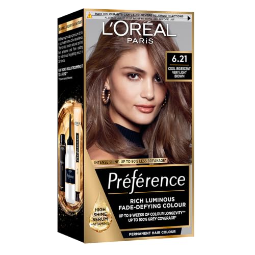LOreal Paris Preference Hair Dye Luminous Permanent Rich Hair Colour Long Lasting Brilliance Achieve Radiant Salon-Inspired Results Shade: 6.21 Zurich