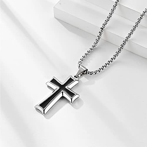 NIGHTCRUZ Stainless Steel Cross Pendant, Heavy Cross Necklace for Men Women3