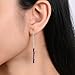 Threader Earrings Black Tourmaline Fashionable Tassel Lightweight Ear Drop Elegant Sterling Silver Pull-Through Design Long & Short Adjustable Dangle Earrings Handmade Jewelry Gift for Her