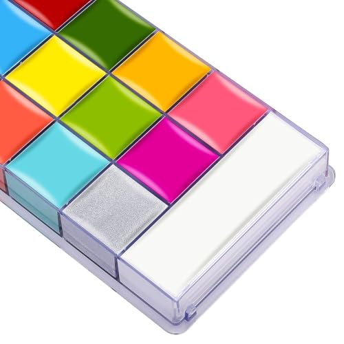 Image of Face Paint Makeup Palette Professional 20 Colors Body Paint Oil Halloween Cosplay Party Stage Fancy Painting Kit Non Toxic Palette Come With 15 Artist Brushes