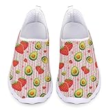 Kuiaobaty Corgi Dog Skull - Zapatillas de malla para mujer, para correr, para verano, para enfermera, trabajo, caminar, informales, para correr, Rayas de fresa y aguacate, 40.5 EU