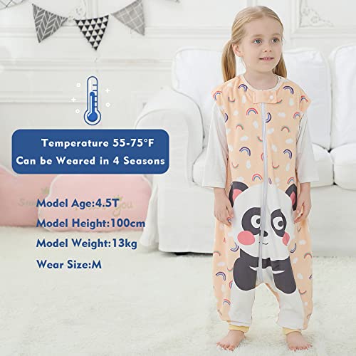 MICHLEY Toddler Sleeping Sack with Feet Newborn Infant Sleeveless Sleeping Bag 2-way Zipper Baby Wearable Blanket for Walkers,Panda,1-3T