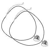 OKUMEYR 2個ハート形チャームネックレス ワックスコード付き 鎖骨チェーン ペンダント チョーカー 女性用 ネックアクセサリー 代の女の子向け