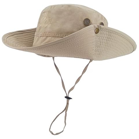 LETHMIK Outdoor Waterproof Boonie Hat Wide Brim Breathable Hunting Fishing Safari Sun Hat Beige Cover
