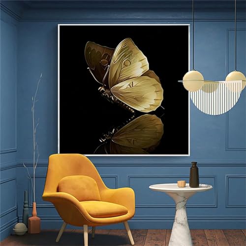 Tableau papillon doré sans cadre pour habiller un mur vide
