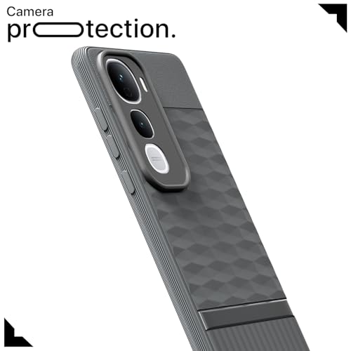Image of Pikkme Back Cover for Vivo Y400 5G Soft Grip 3D Hexa Cube Texture Silicone Bumper Case (Grey)