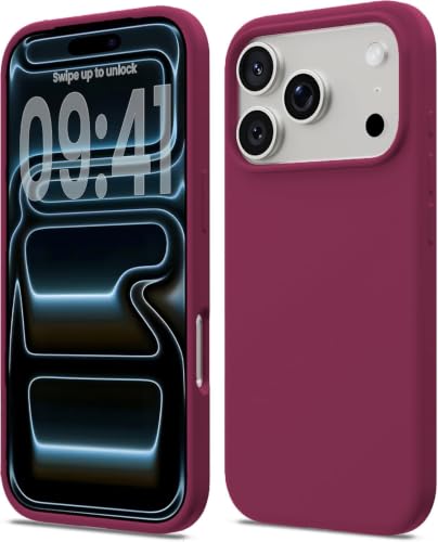 Image of DIZORO Compatible with iPhone 17 Pro Max / 18 Pro Max Case, Liquid Silicone 3 Layers Full Covered Soft Gel Rubber Phone Case,Shockproof Protective Cover with Anti-Scratch Microfiber Lining-Burgundy