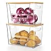 Delamu 2 Set Pantry organizers and Storage kitchen organizers and storage with Bamboo Top Stackable Kitchen Pantry bin for OnionPotatoFruitsProduceVegetable