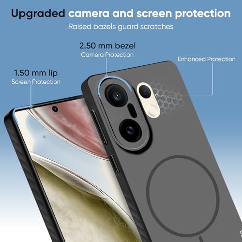 Image of KARWAN Slim Shockproof Back Case Cover Compatible with Vivo X200 FE,Dual Layer Armor Protection with Matt Finish, Heavy Duty Cover with Magnetic MagEase Wireless Charging (Black)