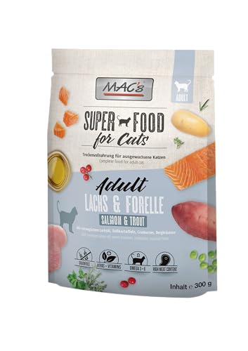 Mac's Cat Trockenfutter | Probierpaket 4 x 300g | Getreidefrei | mit Omega 3+6 | Trockenvollnahrung für ausgewachsene Katzen