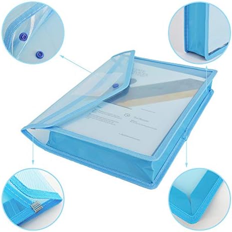 A4 Plastic Wallets, 5 Pcs Popper Wallet Plastic Document Folder Premium Pockets Files Envelope for School Office Home, with Snap Closure and Card Slot