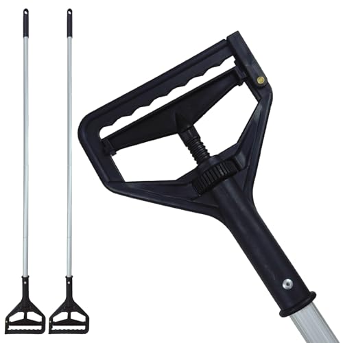 Image of 60 Inch Industrial Mop Handle 2 Pack, Heavy Duty Commercial Mop Stick, Aluminum Alloy Anti-Slip Replacement Mop Handle, Easy to Assemble Black Mop Pole for Home Commercial Industrial Cleaning (black)