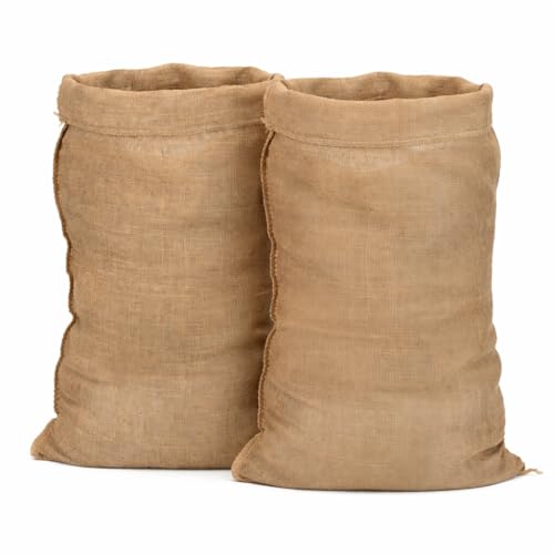 La Cordeline Lot 2 Sacs en Toile de Jute Naturelle 60 x 100cm - 50 Kg -Stockage Jardin, Pomme de Terre, Déchets Verts, Brun