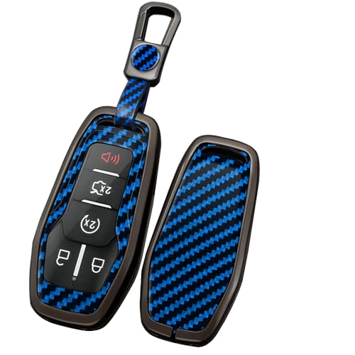 Coque de clé Ford motif carbone bleu pour vos trajets quotidiens