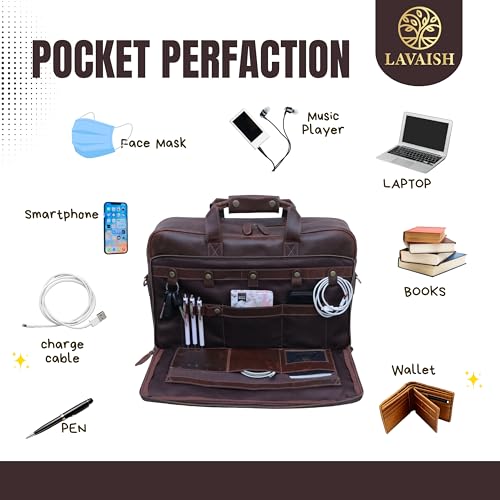 Full-Grain Leather Briefcase for Men & Women–17 Inch Laptop Bag with Computer Compartment Leather Office Satchel Bag3