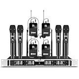 Debra Wireless Microphone System Pro DU8008 UHF 8 * 16 Adjustable Channel Wireless Handheld Lavalier Headset Mics, Ideal for Meeting Church Speech Party (4 Handheld 4 Bodypack)