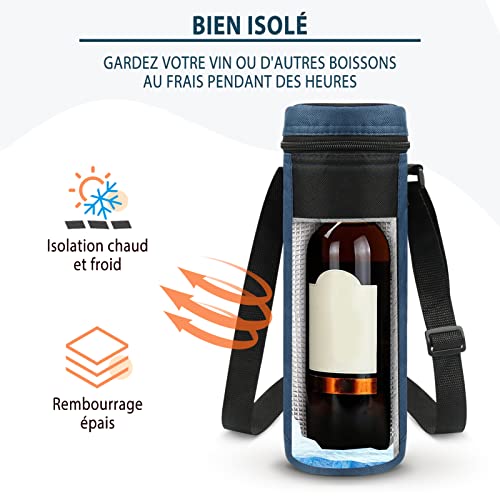 Dreafly Sac Isotherme Bouteille D'eau Avec Poignée et Bandoulière Réglable pour Voyage, Grande Capacité, Matière Souple Pliable Tissu imperméable, Portable pour Vin et Champagne – vue 4