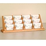 DMD Countertop Business Card Holder, 12 Pocket Card Display with Light Oak Wood Finish