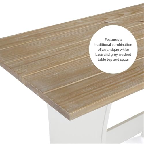 image for Linon Jackie Pine Wood 3 Piece Patio Conversation Indoor Kitchen Break