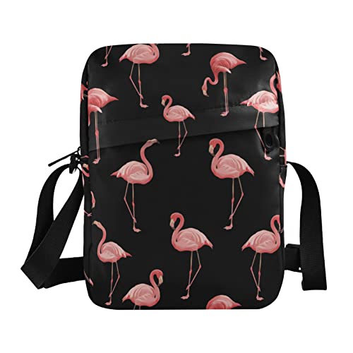 ALAZA Modern Flamingo Crossbody Bag Small Messenger Bag Shoulder Bag with Zipper for Women Men