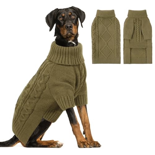 ASENKU Knitted Dog Sweater, Pullover Big Thermal Dog Winter Sweater,