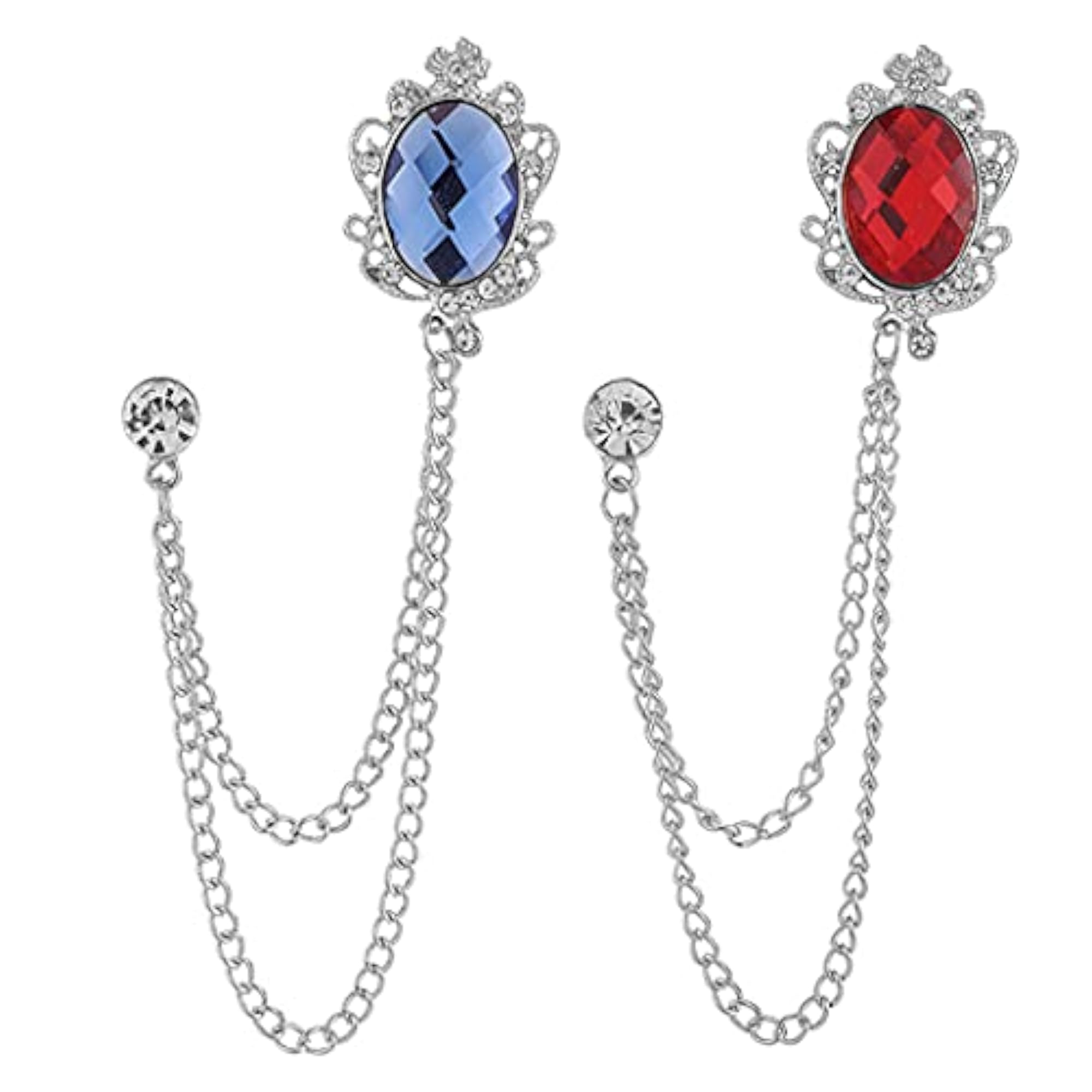 Retro Rhinestone Shawl Pin for Men with Chain