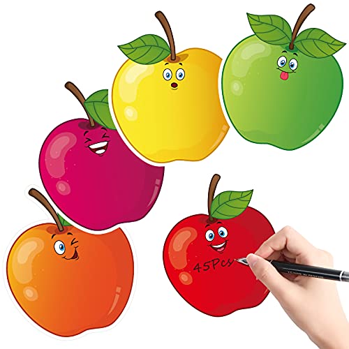 45 Pieces Apple Cutouts Classroom Decorations, Colorful Apple Bulletin Board Cutouts Name Tags Labels for Back to School Classroom Decor, 5.1 x 6.3 Inch