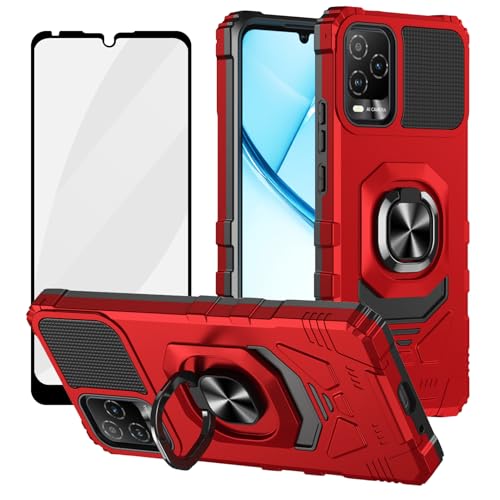 Ailiber for Tracfone BLU View 5 Pro Phone Case, BLU View 5 Pro Case with Kickstand, for Magnetic Car Mount, with Screen Protector, Heavy Duty Protective Cell Phone Cover for BLU B170D -Red