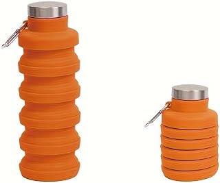 Single Pack, 16.91oz Collapsible Water Bottle, Silicone Stretchable Cup, Portable Foldable Travel Water Bottle (Orange)