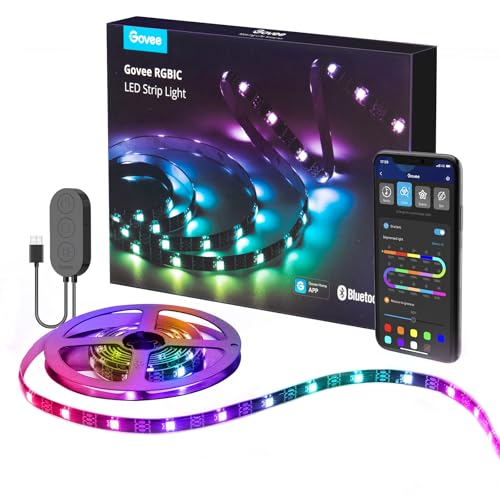 Govee TV LED Backlight, 2M RGBIC Strip Light with Color Changing for 30-50 inch TVs, LED Backlight with APP Control, Music Sync, Scene Modes, USB Powered